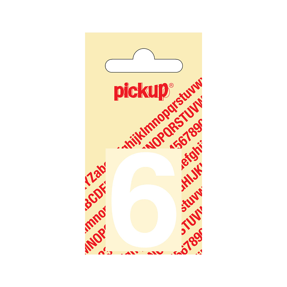 Plakcijfer Helvetica 40 mm - wit 6 - Helvetica - 312120406 - EAN 8711234102362 - zelfklevend vinyl