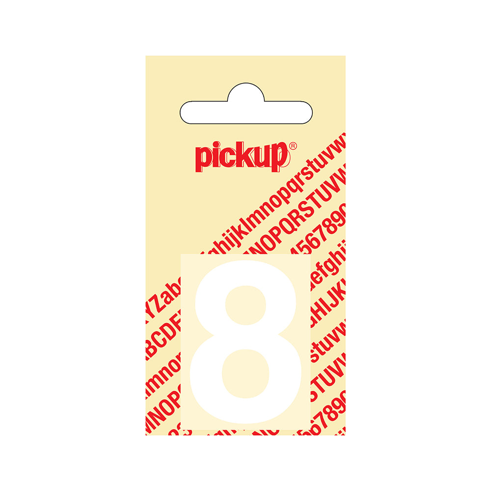 Plakcijfer Helvetica 40 mm - wit 8 - Helvetica - 312120408 - EAN 8711234102386 - zelfklevend vinyl