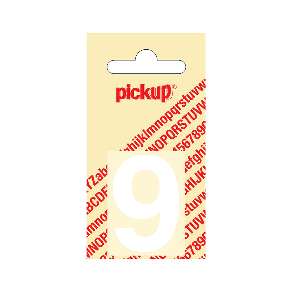 Plakcijfer Helvetica 40 mm - wit 9 - Helvetica - 312120409 - EAN 8711234102393 - zelfklevend vinyl