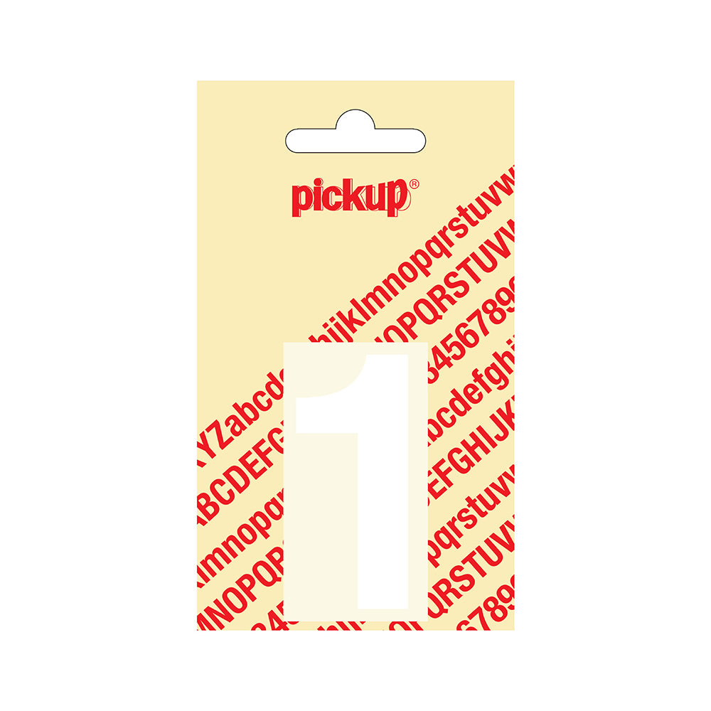 Plakcijfer Helvetica 60 mm - wit 1 - Helvetica - 312120601 - EAN 8711234122315 - zelfklevend vinyl