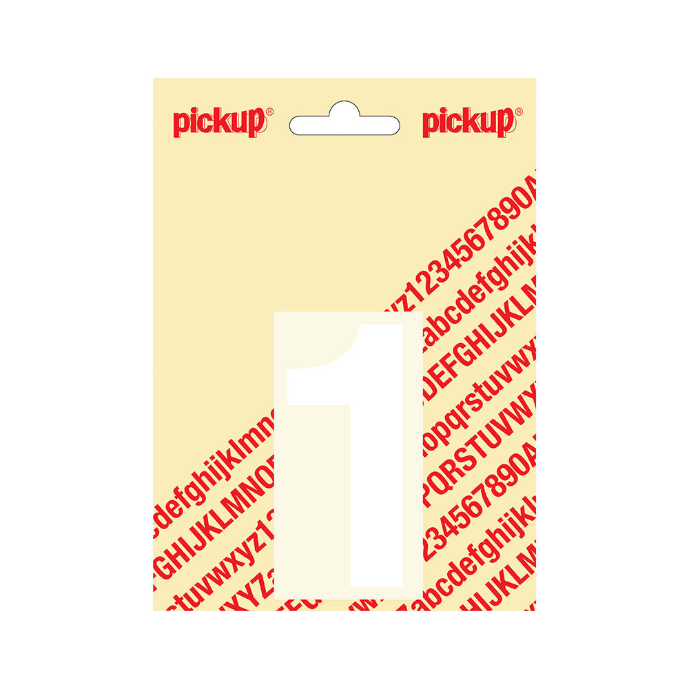 Plakcijfer Helvetica 80 mm - wit 1 - Helvetica - 312120801 - EAN 8711234132314 - zelfklevend vinyl