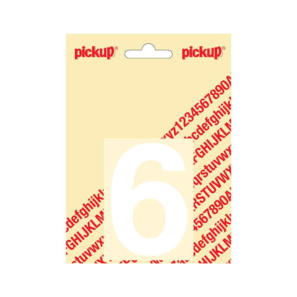 Plakcijfer Helvetica 80 mm - wit 6 - Helvetica - 312120806 - EAN 8711234132369 - zelfklevend vinyl