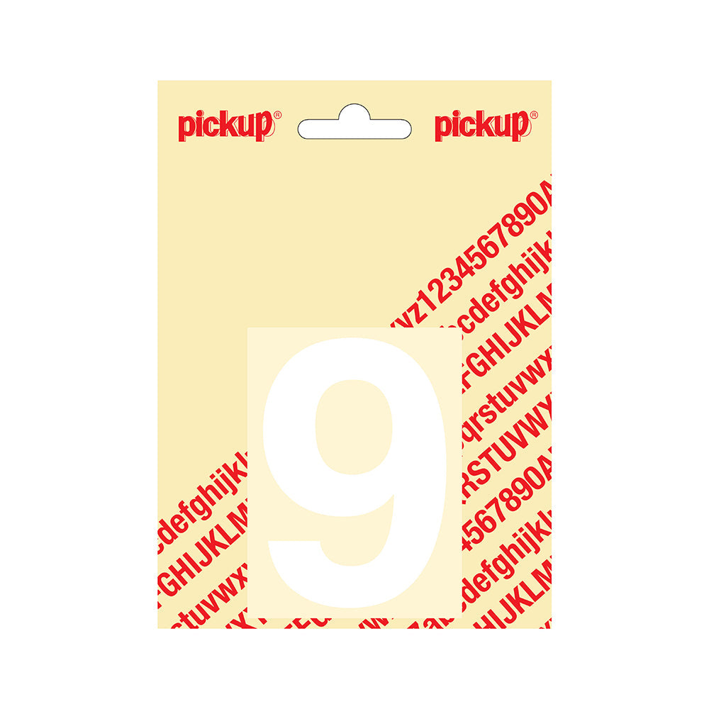 Plakcijfer Helvetica 80 mm - wit 9 - Helvetica - 312120809 - EAN 8711234132390 - zelfklevend vinyl