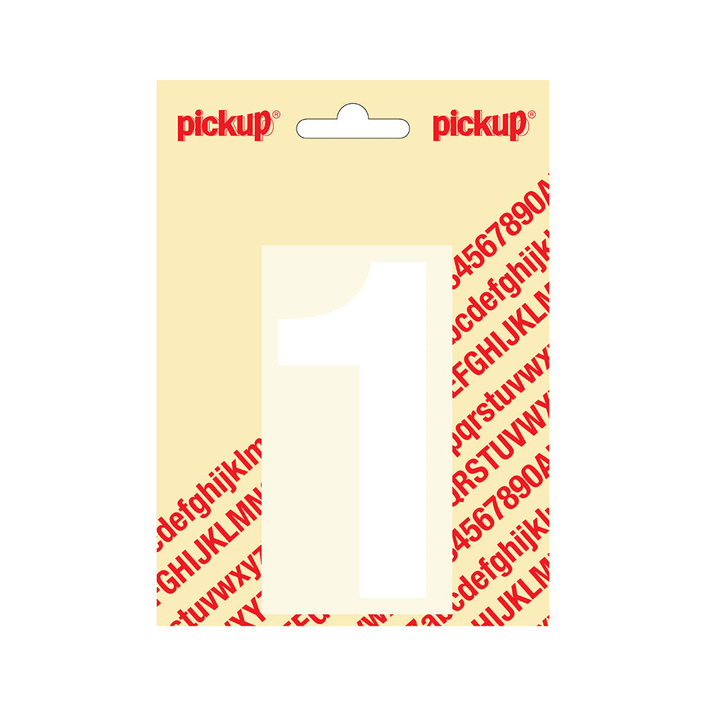 Plakcijfer Helvetica 100 mm - wit 1 - Helvetica - 312121001 - EAN 8711234142313 - zelfklevend vinyl