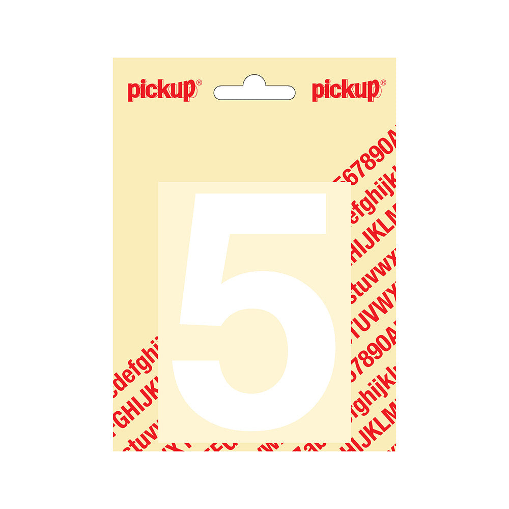 Plakcijfer Helvetica 100 mm - wit 5 - Helvetica - 312121005 - EAN 8711234142351 - zelfklevend vinyl