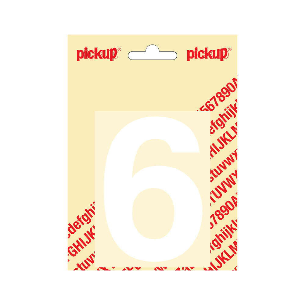 Plakcijfer Helvetica 100 mm - wit 6 - Helvetica - 312121006 - EAN 8711234142368 - zelfklevend vinyl