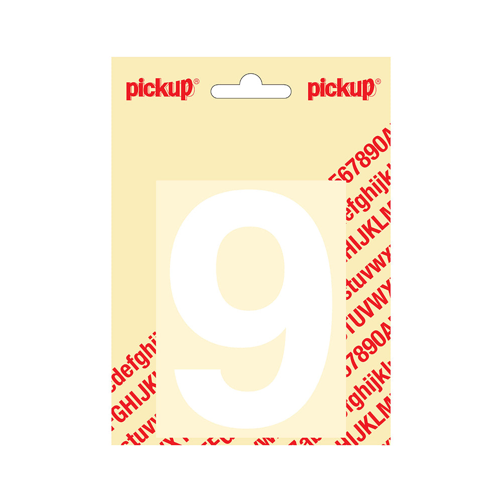 Plakcijfer Helvetica 100 mm - wit 9 - Helvetica - 312121009 - EAN 8711234142399 - zelfklevend vinyl