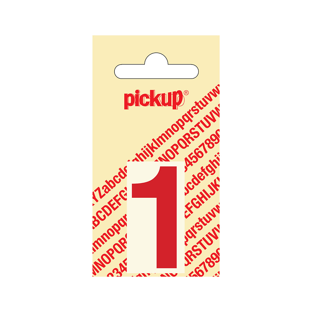 Plakcijfer Helvetica 40 mm - rood 1 - Helvetica - 312220401 - EAN 8711234103314 - zelfklevend vinyl