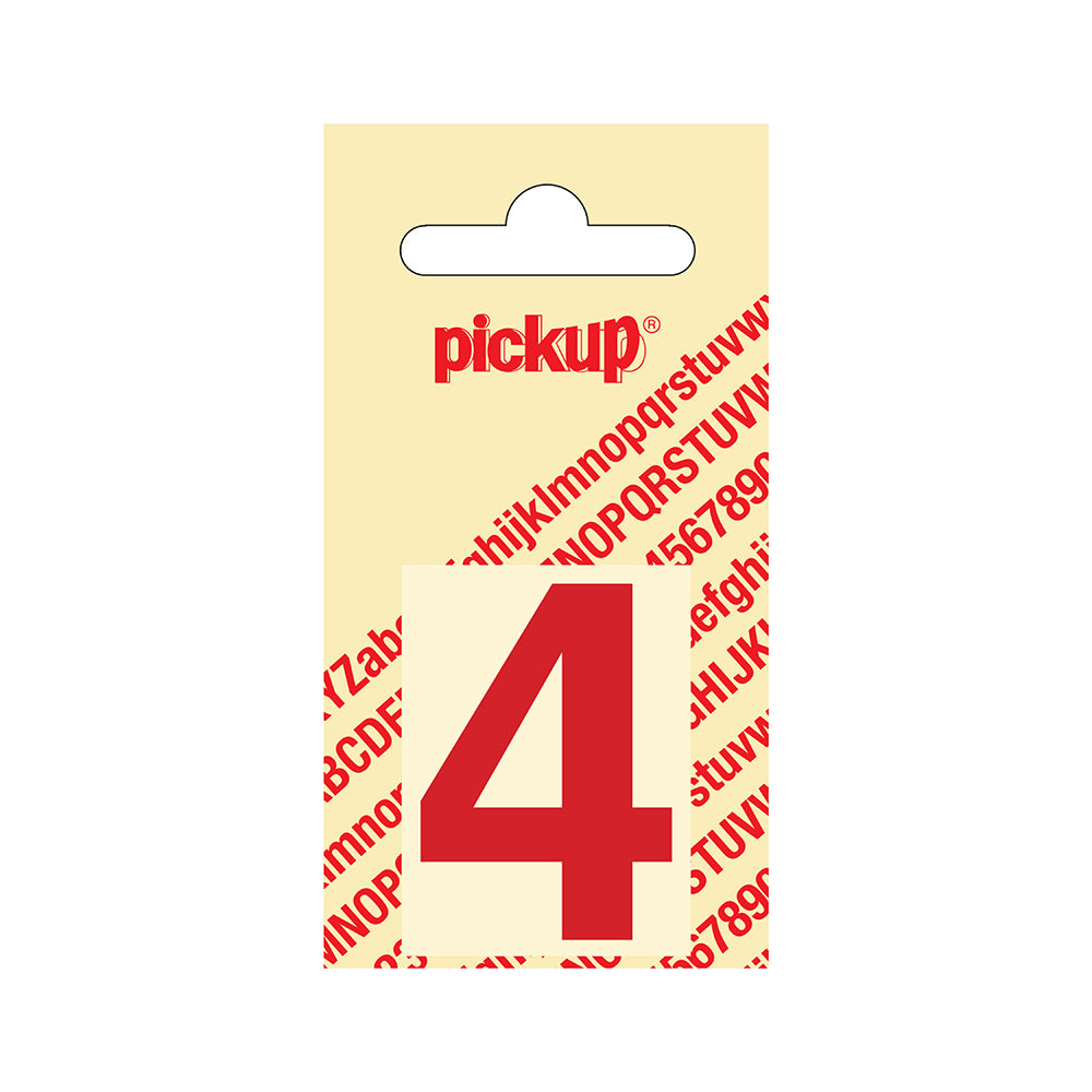 Plakcijfer Helvetica 40 mm - rood 4 - Helvetica - 312220404 - EAN 8711234103345 - zelfklevend vinyl
