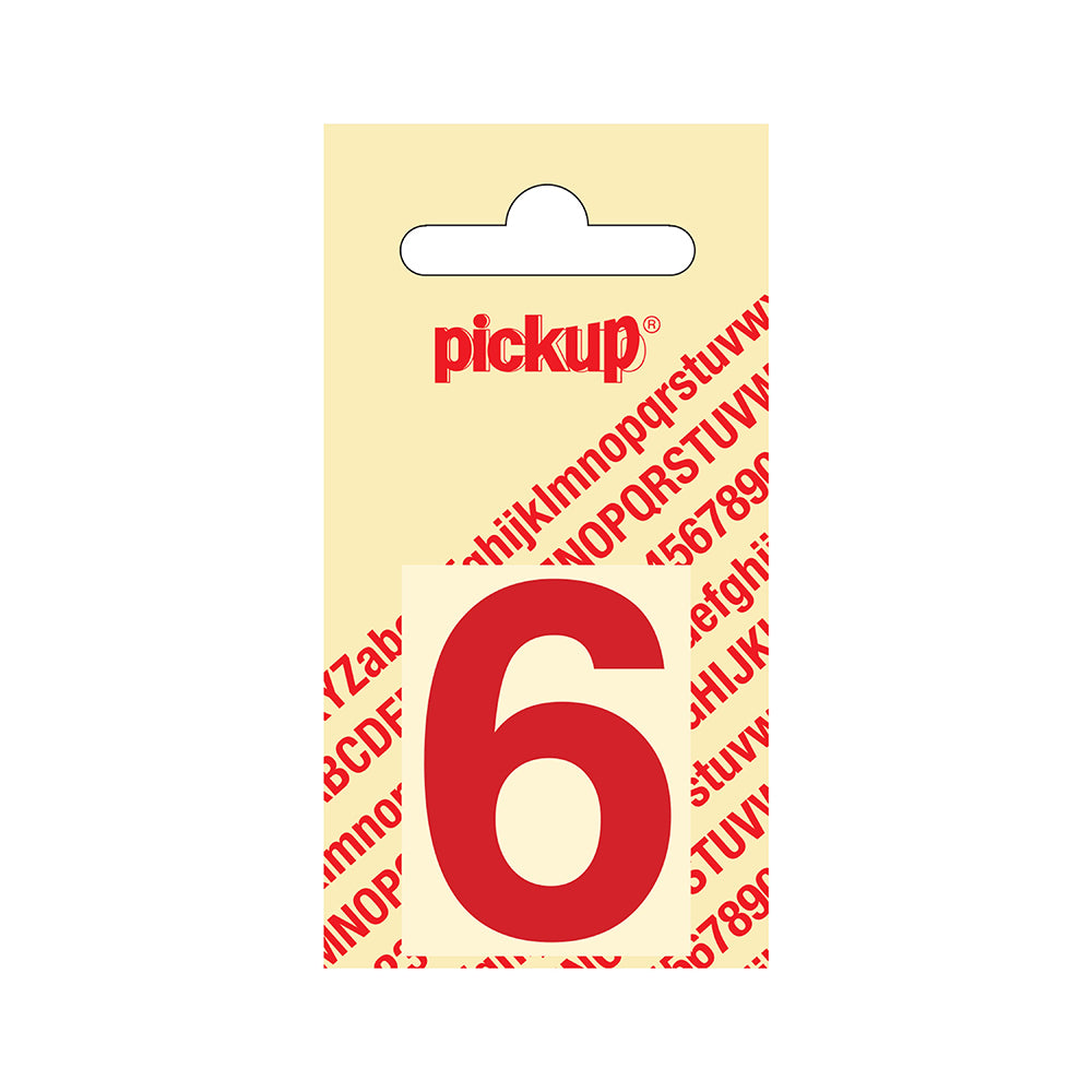 Plakcijfer Helvetica 40 mm - rood 6 - Helvetica - 312220406 - EAN 8711234103369 - zelfklevend vinyl