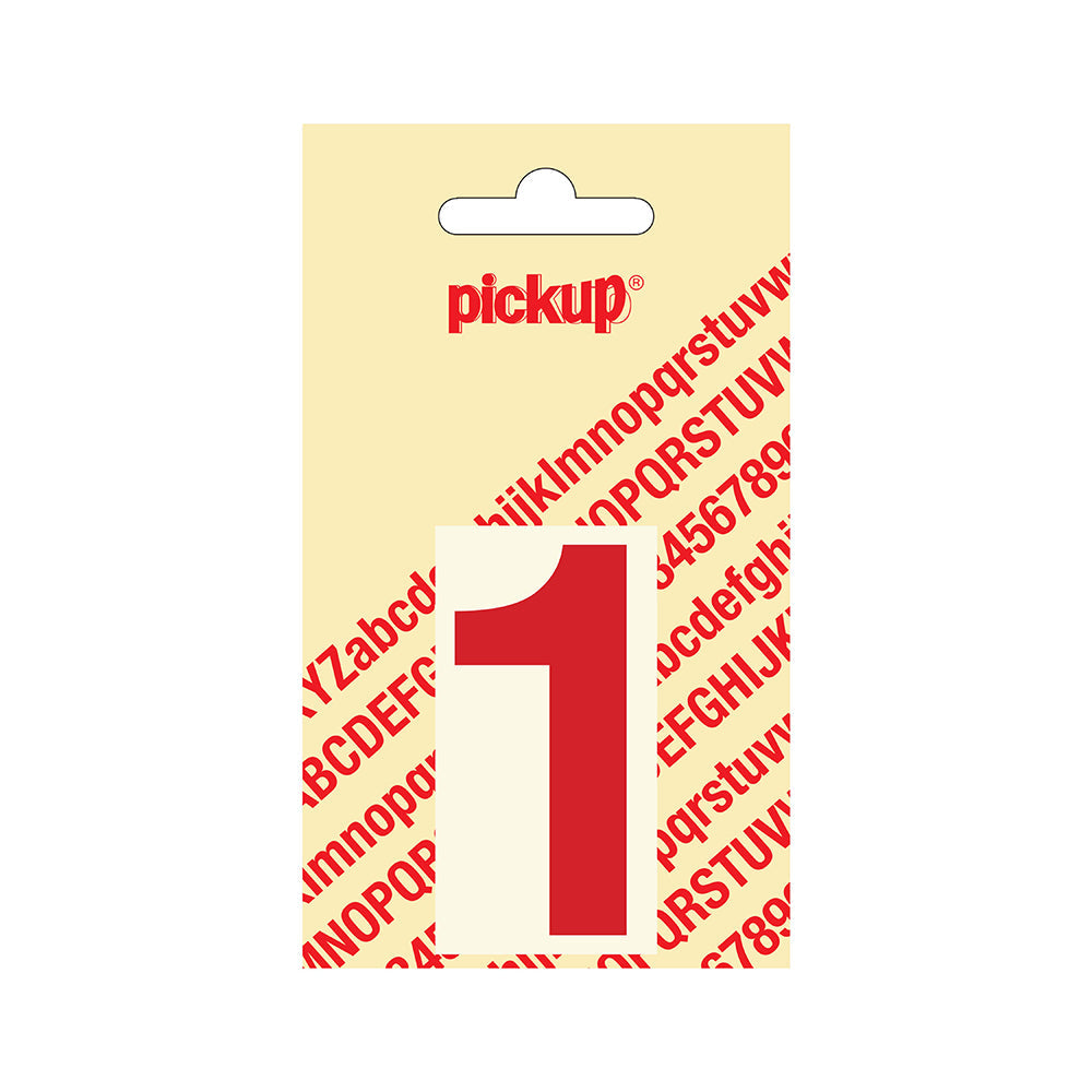 Plakcijfer Helvetica 60 mm - rood 1 - Helvetica - 312220601 - EAN 8711234123312 - zelfklevend vinyl
