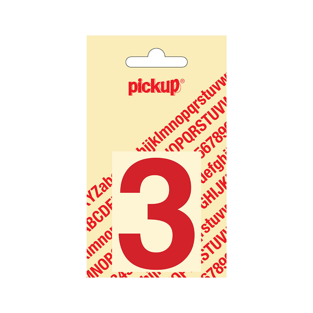 Plakcijfer Helvetica 60 mm - rood 3 - Helvetica - 312220603 - EAN 8711234123336 - zelfklevend vinyl