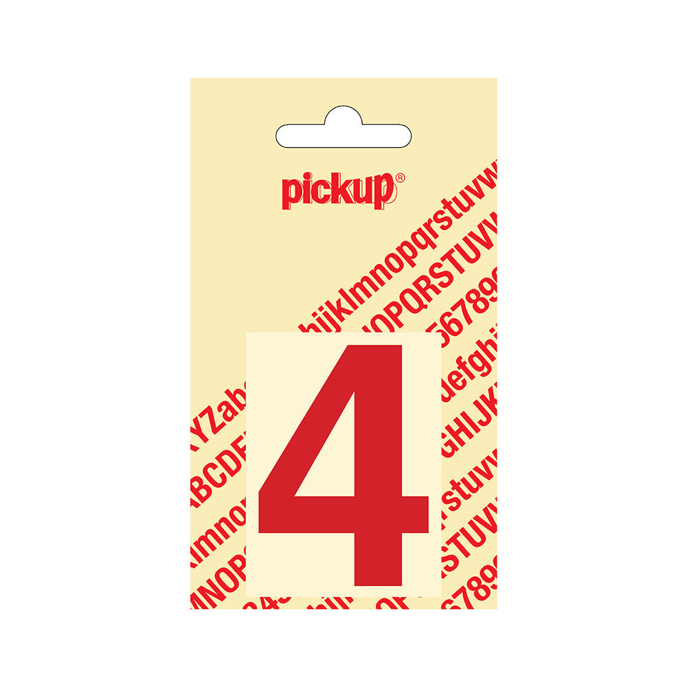 Plakcijfer Helvetica 60 mm - rood 4 - Helvetica - 312220604 - EAN 8711234123343 - zelfklevend vinyl