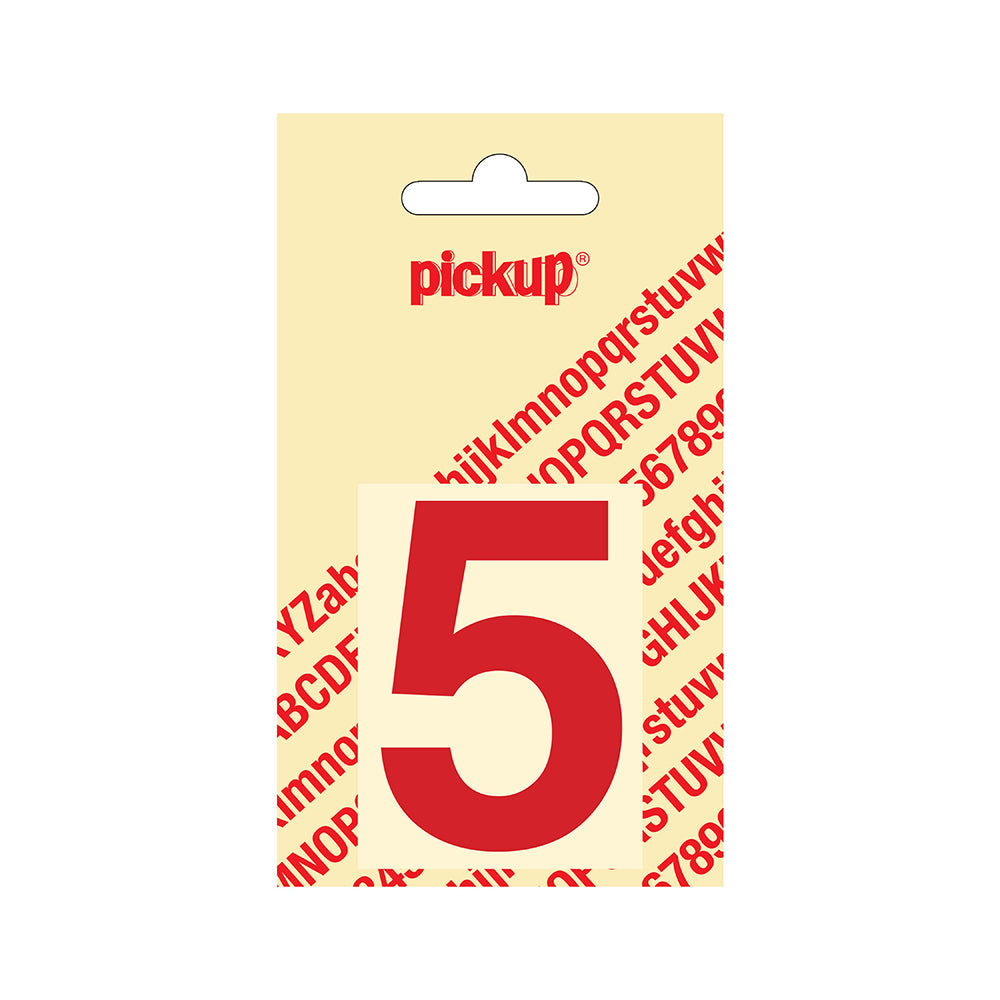 Plakcijfer Helvetica 60 mm - rood 5 - Helvetica - 312220605 - EAN 8711234123350 - zelfklevend vinyl