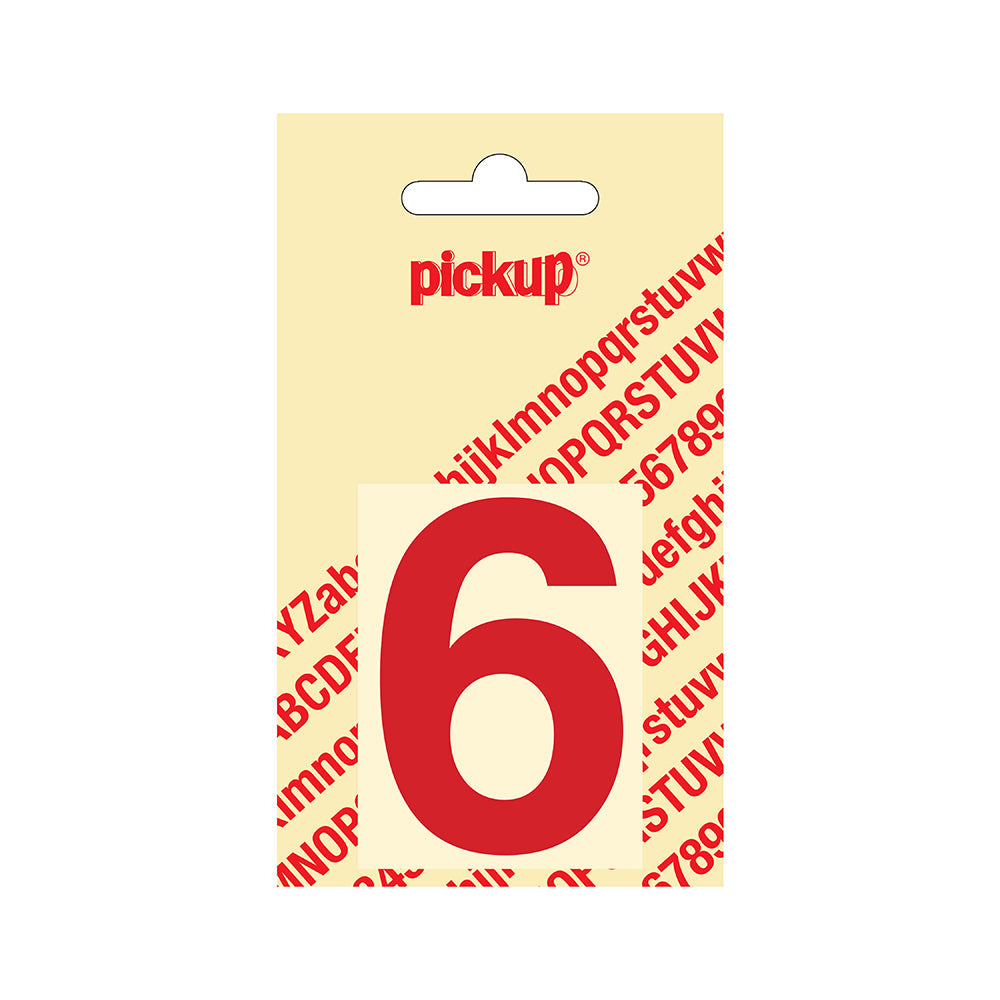 Plakcijfer Helvetica 60 mm - rood 6 - Helvetica - 312220606 - EAN 8711234123367 - zelfklevend vinyl