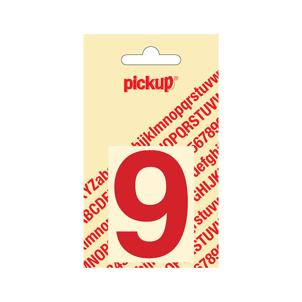 Plakcijfer Helvetica 60 mm - rood 9 - Helvetica - 312220609 - EAN 8711234123398 - zelfklevend vinyl