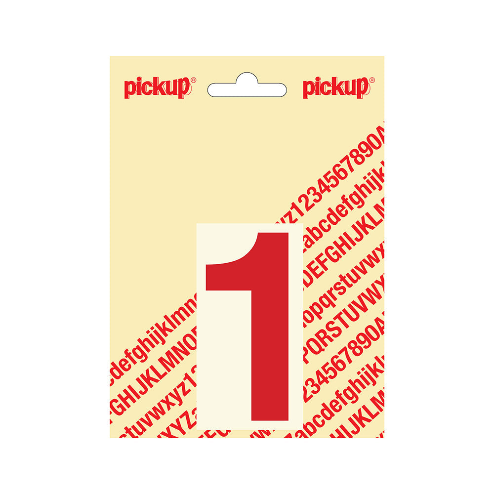 Plakcijfer Helvetica 80 mm - rood 1 - Helvetica - 312220801 - EAN 8711234133311 - zelfklevend vinyl