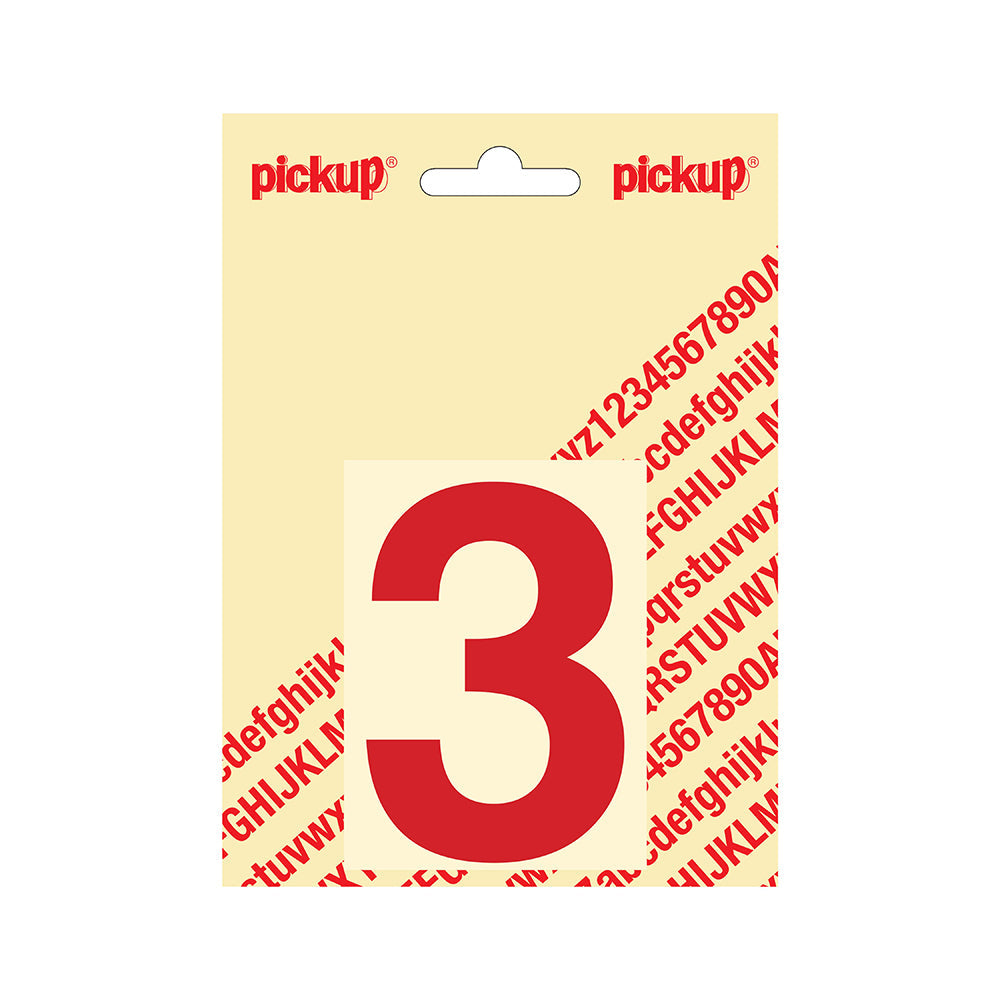 Plakcijfer Helvetica 80 mm - rood 3 - Helvetica - 312220803 - EAN 8711234133335 - zelfklevend vinyl