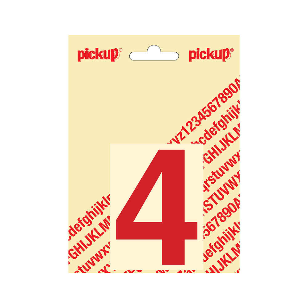 Plakcijfer Helvetica 80 mm - rood 4 - Helvetica - 312220804 - EAN 8711234133342 - zelfklevend vinyl