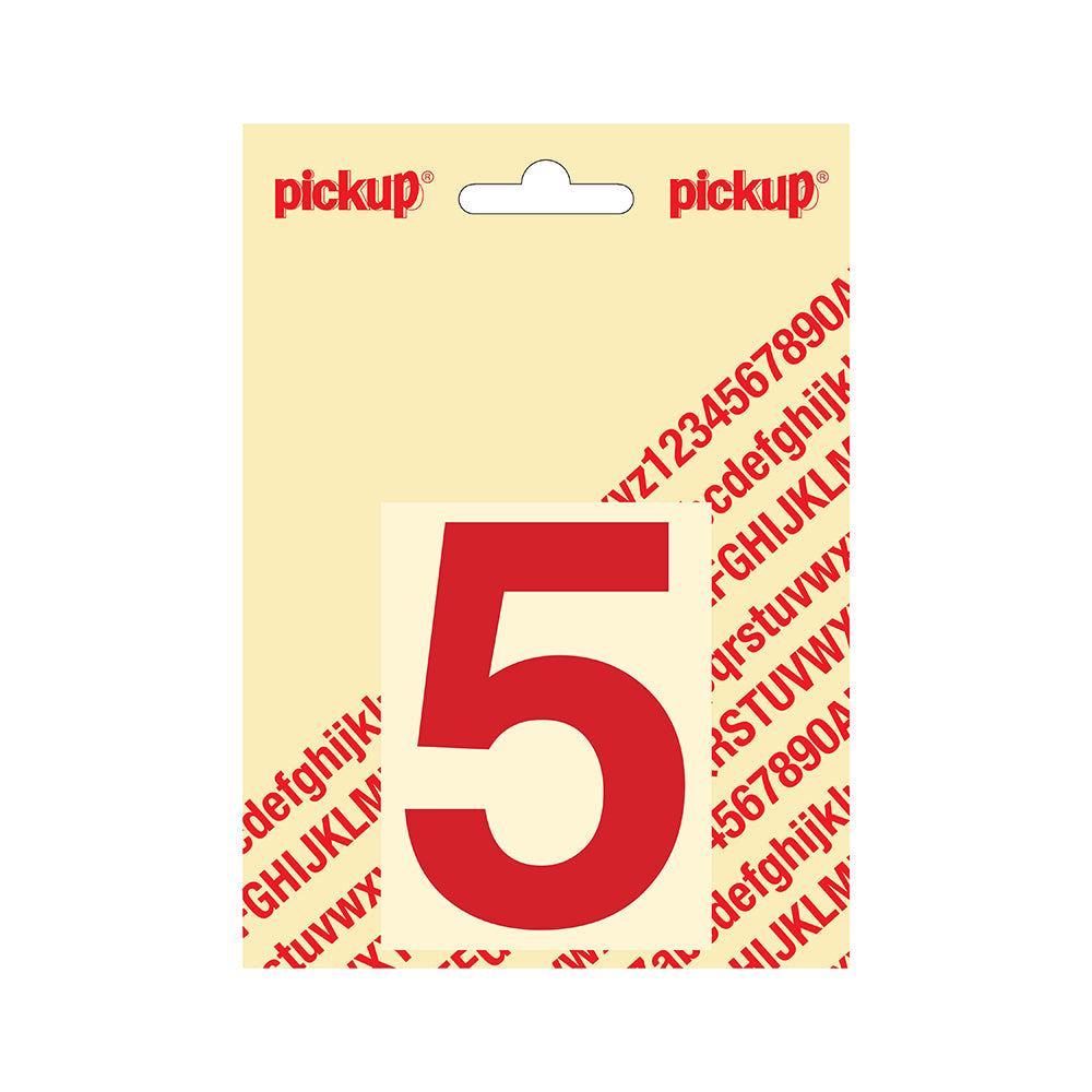 Plakcijfer Helvetica 80 mm - rood 5 - Helvetica - 312220805 - EAN 8711234133359 - zelfklevend vinyl