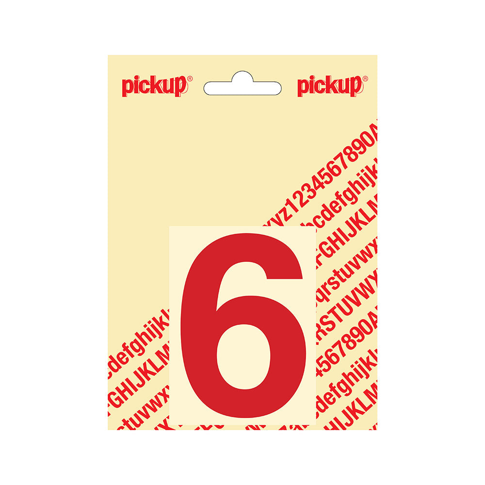 Plakcijfer Helvetica 80 mm - rood 6 - Helvetica - 312220806 - EAN 8711234133366 - zelfklevend vinyl