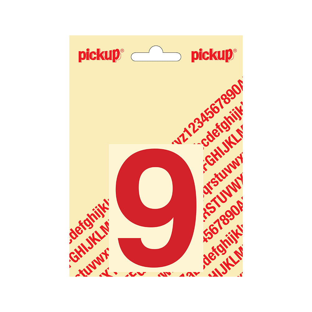 Plakcijfer Helvetica 80 mm - rood 9 - Helvetica - 312220809 - EAN 8711234133397 - zelfklevend vinyl