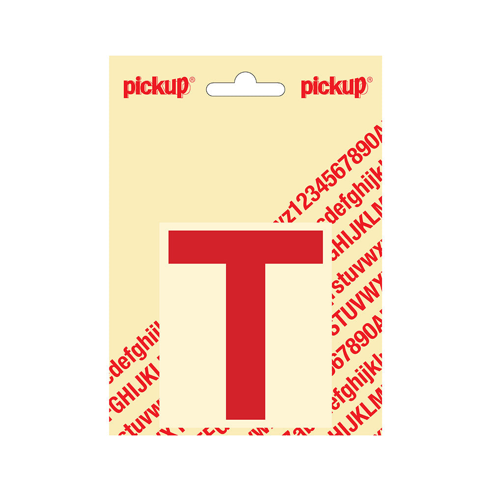 Plakletter Helvetica 80 mm - rood T - Helvetica - 31222080T - EAN 8711234133199 - zelfklevend vinyl