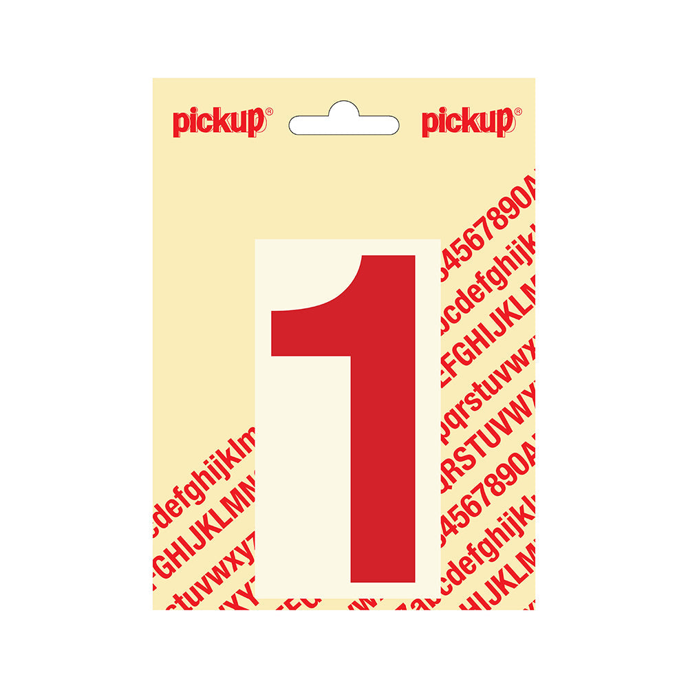 Plakcijfer Helvetica 100 mm - rood 1 - Helvetica - 312221001 - EAN 8711234143310 - zelfklevend vinyl