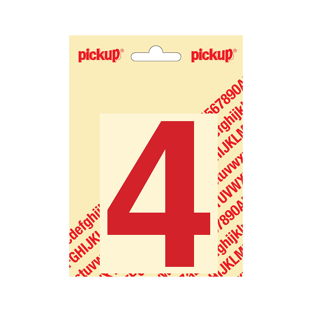 Plakcijfer Helvetica 100 mm - rood 4 - Helvetica - 312221004 - EAN 8711234143341 - zelfklevend vinyl