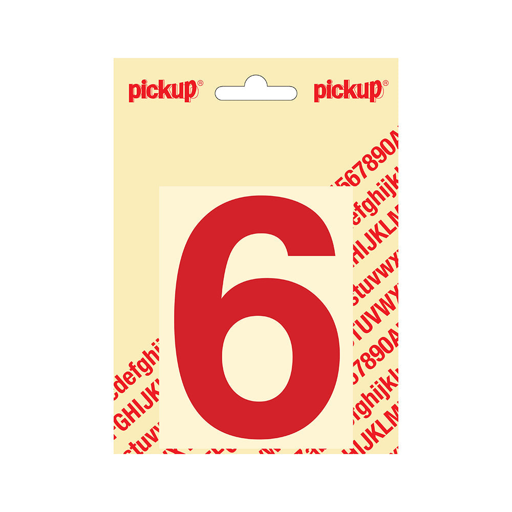 Plakcijfer Helvetica 100 mm - rood 6 - Helvetica - 312221006 - EAN 8711234143365 - zelfklevend vinyl