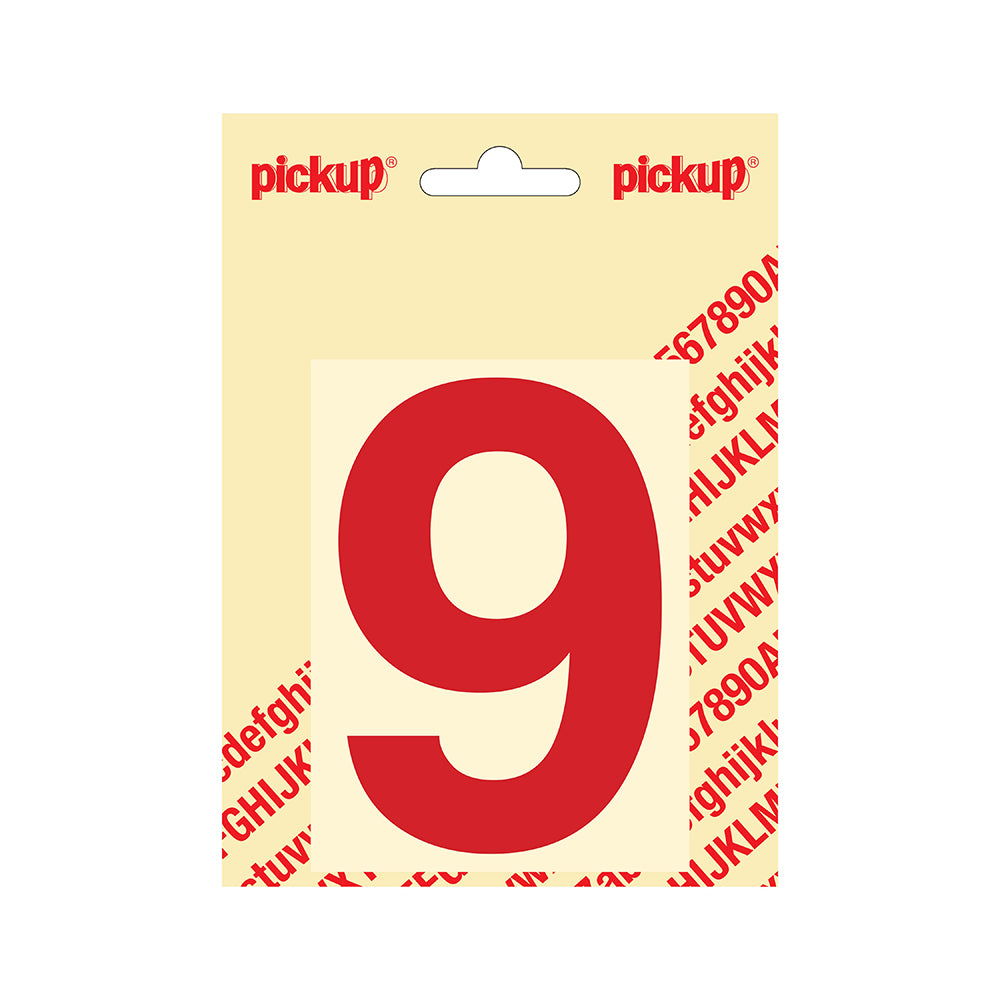 Plakcijfer Helvetica 100 mm - rood 9 - Helvetica - 312221009 - EAN 8711234143396 - zelfklevend vinyl