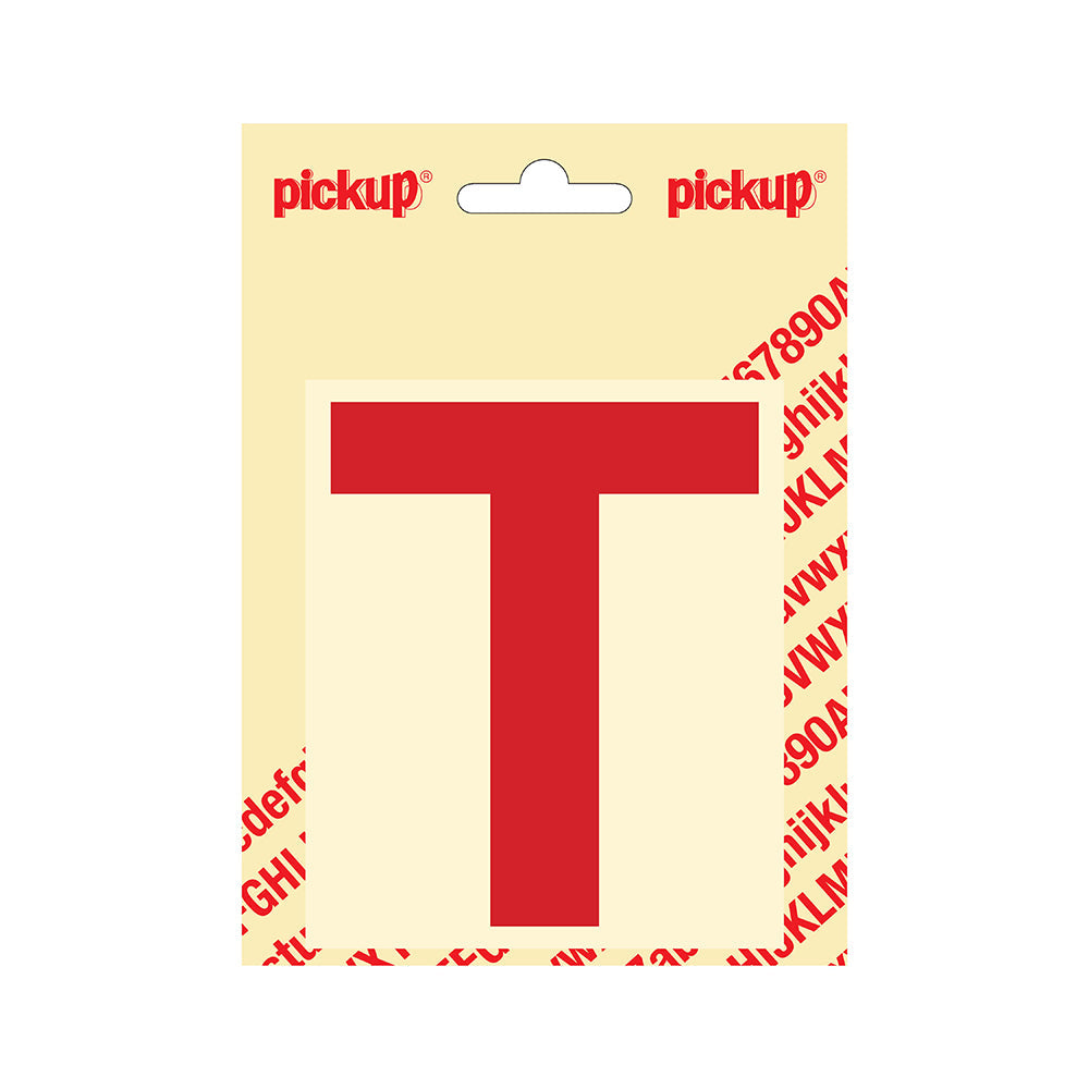 Plakletter Helvetica 100 mm - rood T - Helvetica - 31222100T - EAN 8711234143198 - zelfklevend vinyl