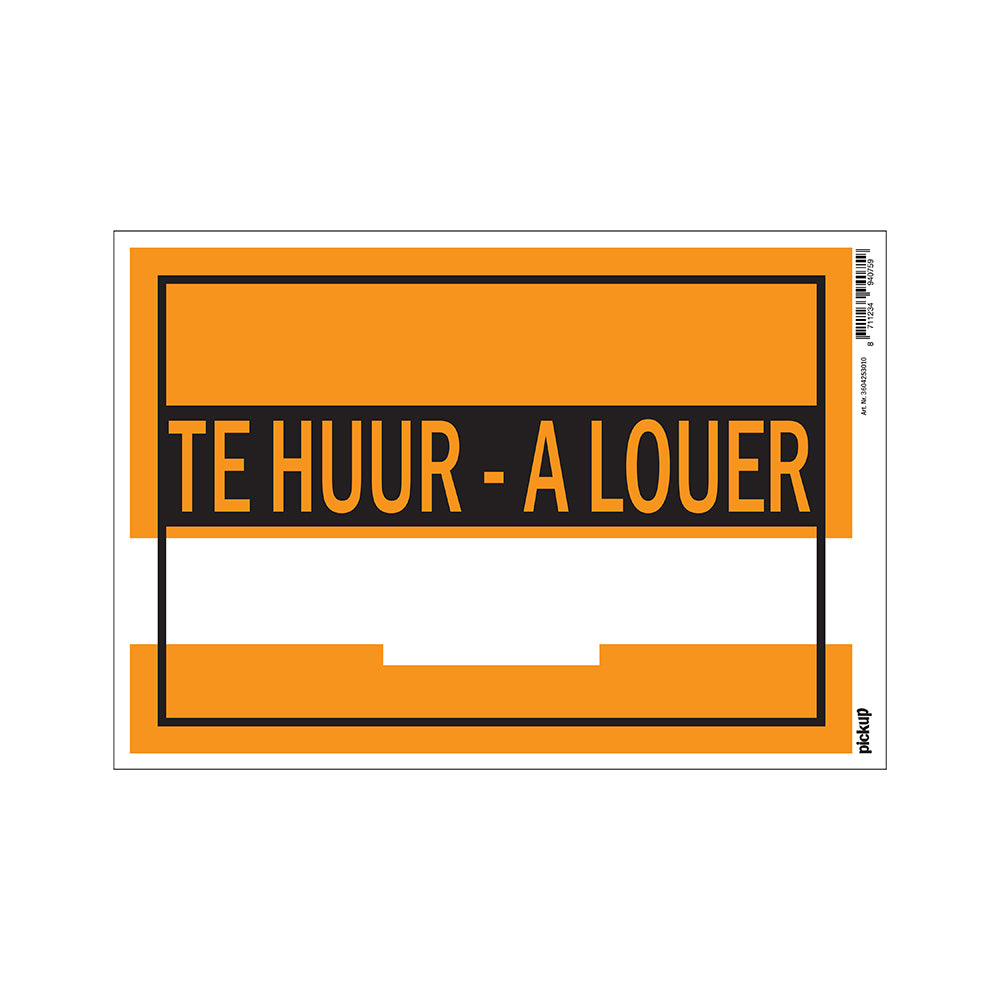 Affiche kunststof 230x330 mm - Te Huur A Louer - 3604253010 - EAN 8711234940759 - hard kunststof polystyreen 0,4 mm