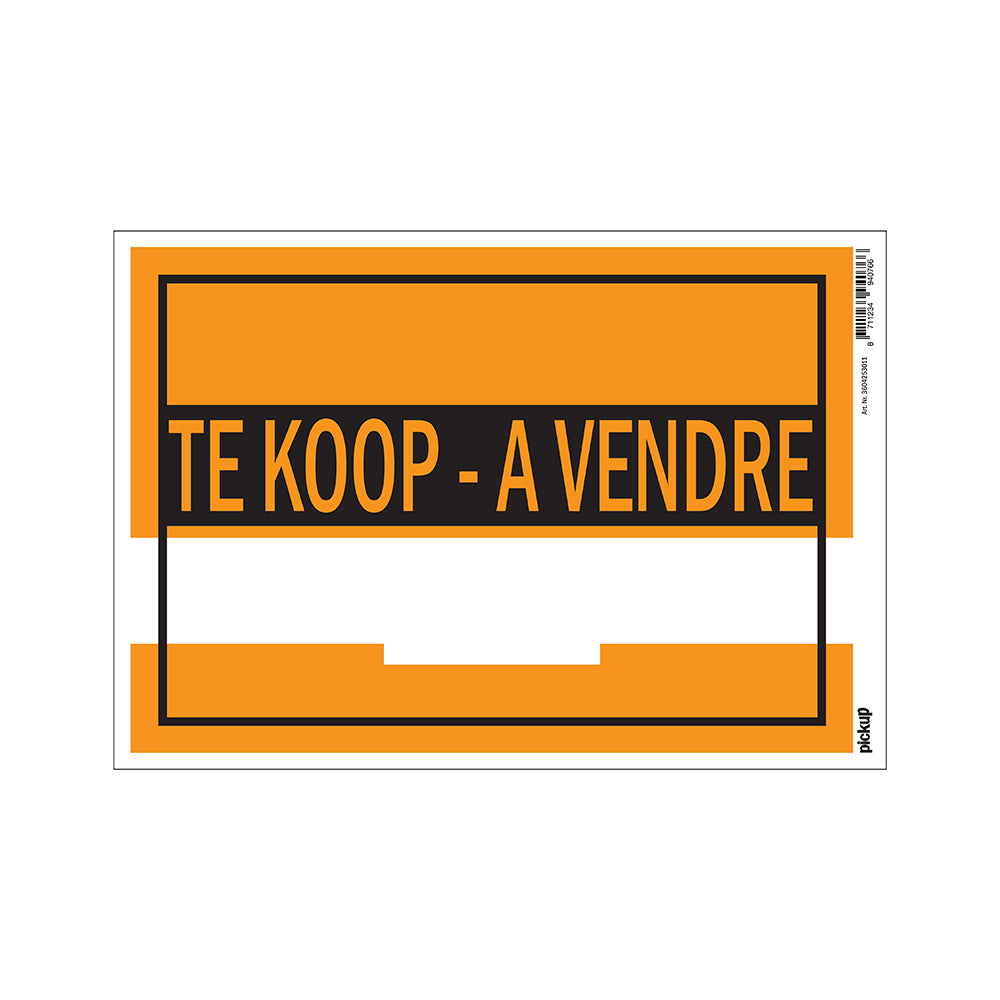 Affiche kunststof 230x330 mm - Te Koop A Vendre - 3604253011 - EAN 8711234940766 - hard kunststof polystyreen 0,4 mm
