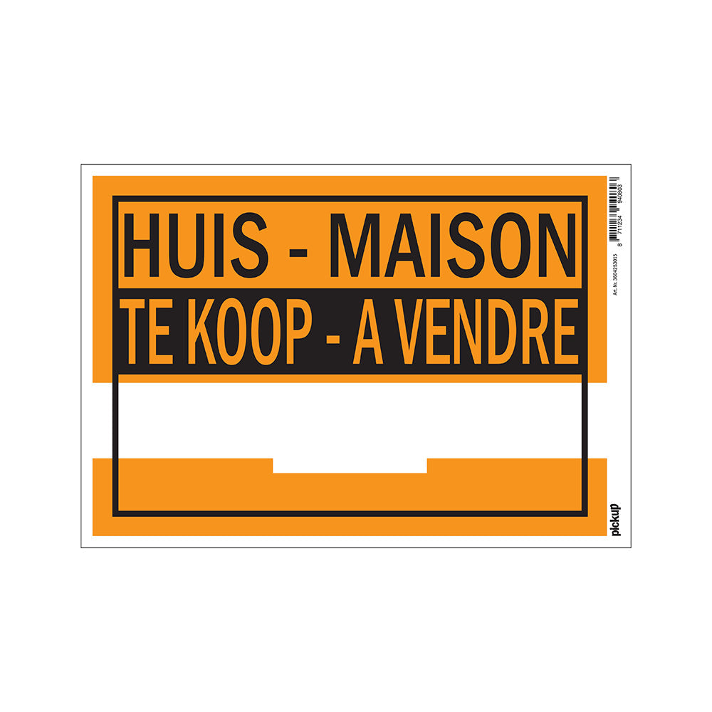 Affiche kunststof 230x330 mm - Huis Te Koop Maison A Vendre - 3604253015 - EAN 8711234940803 - hard kunststof polystyreen 0,4 mm