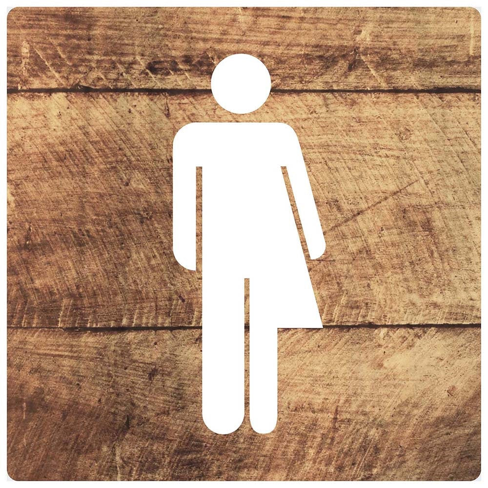 Route Acryl Genderneutraal hout - 9 x 9 cm - toiletten - WC - 4219090125 - EAN 8711234008053 - zelfklevend acrylaat 3 mm