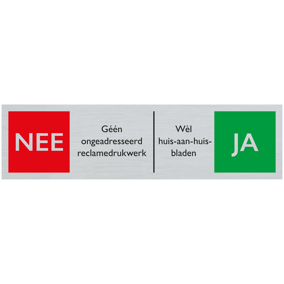 Route Alulook 165x44 mm NEE JA reclamedrukwerk - 4668 - EAN 8711234046673 - zelfklevend kunststof aluminiumlook alulook