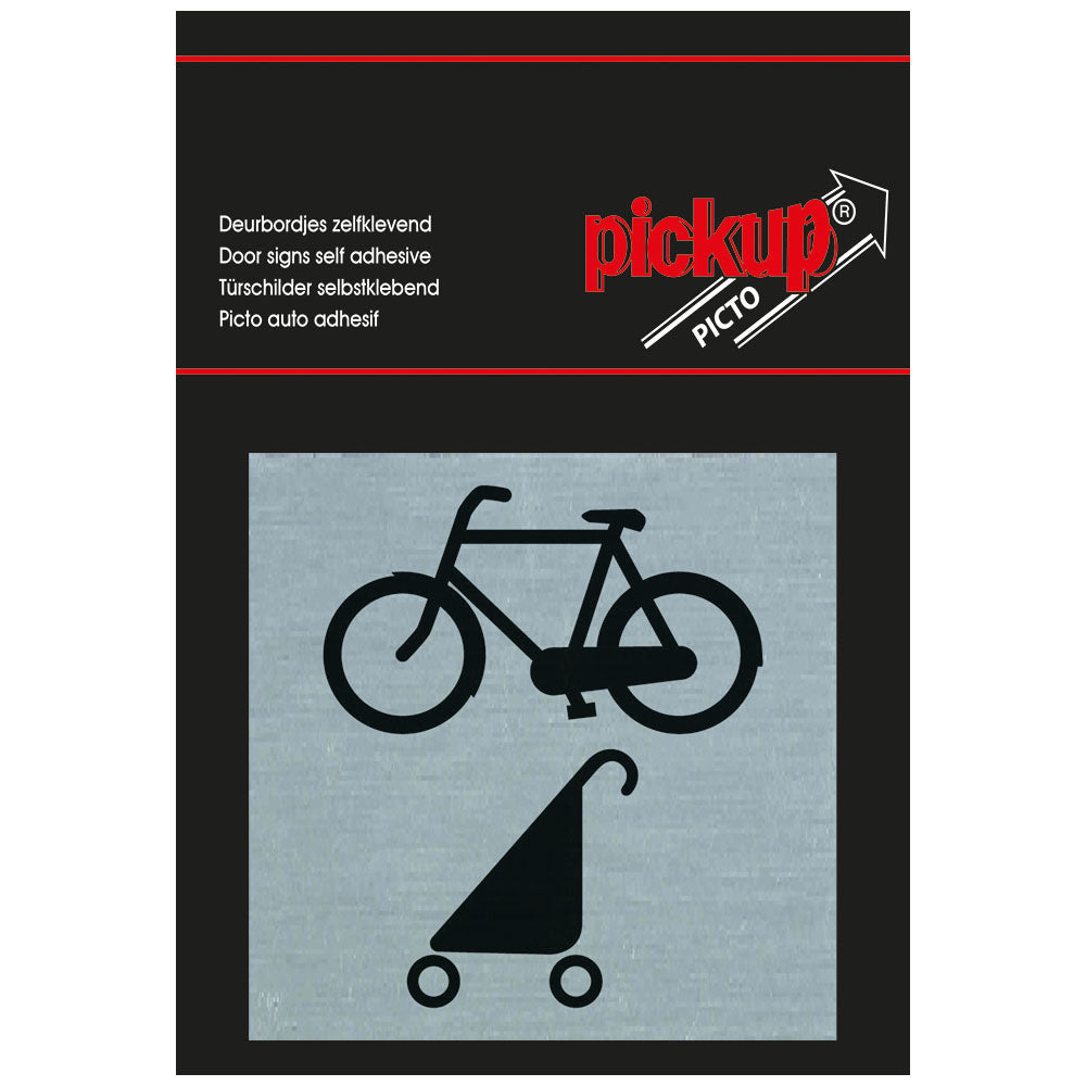 Route Alu Picto 80x80 mm - fiets & buggy stalling - 4842 - EAN 8711234048424 - zelfklevend kunststof aluminiumlook alulook