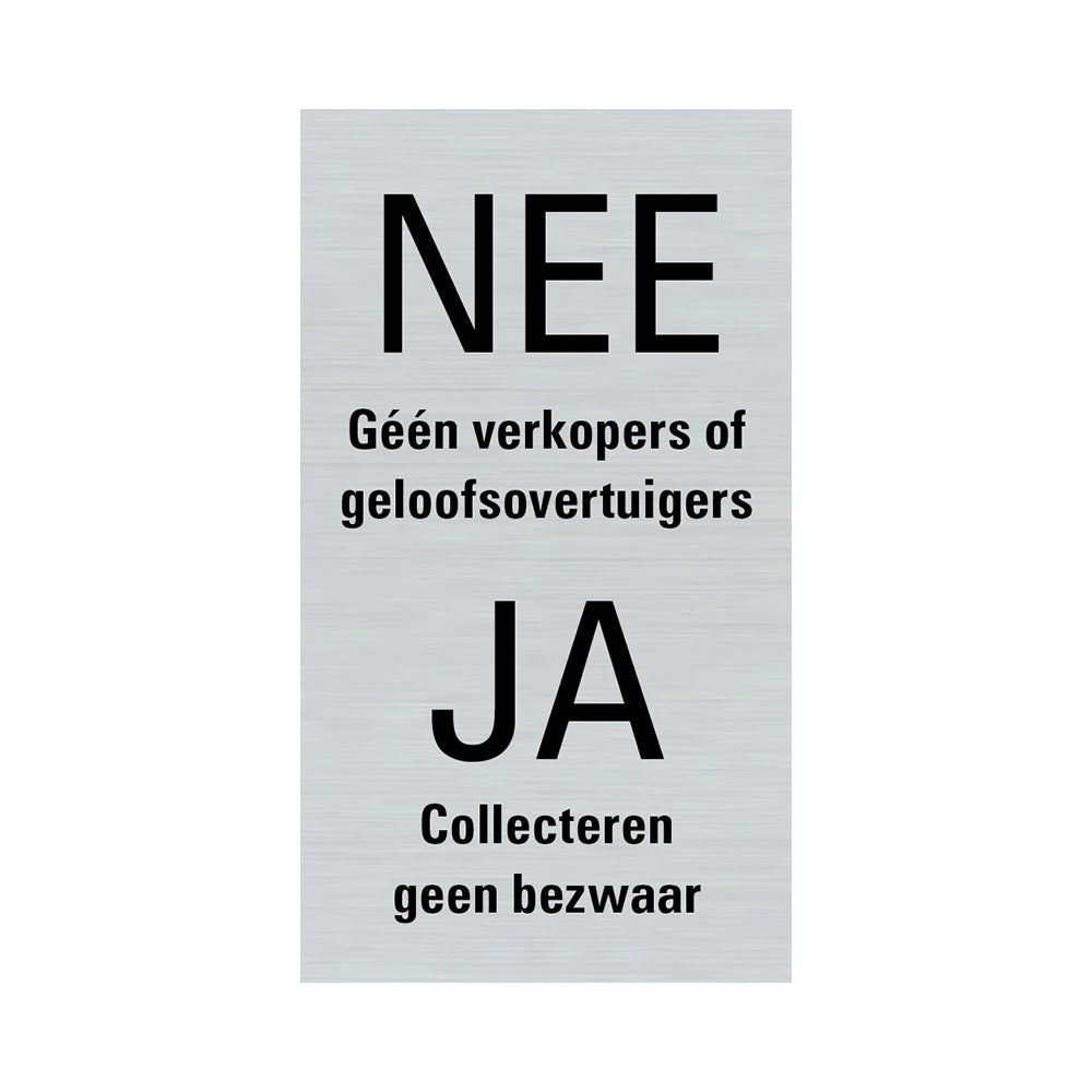Route alulook 4,4x8 cm - Nee-ja geen verkopers of geloofsovertuigers Ja collecteren geen bezwaar - colportage - 4954 - EAN 8711234049544 - zelfklevend kunststof aluminiumlook alulook