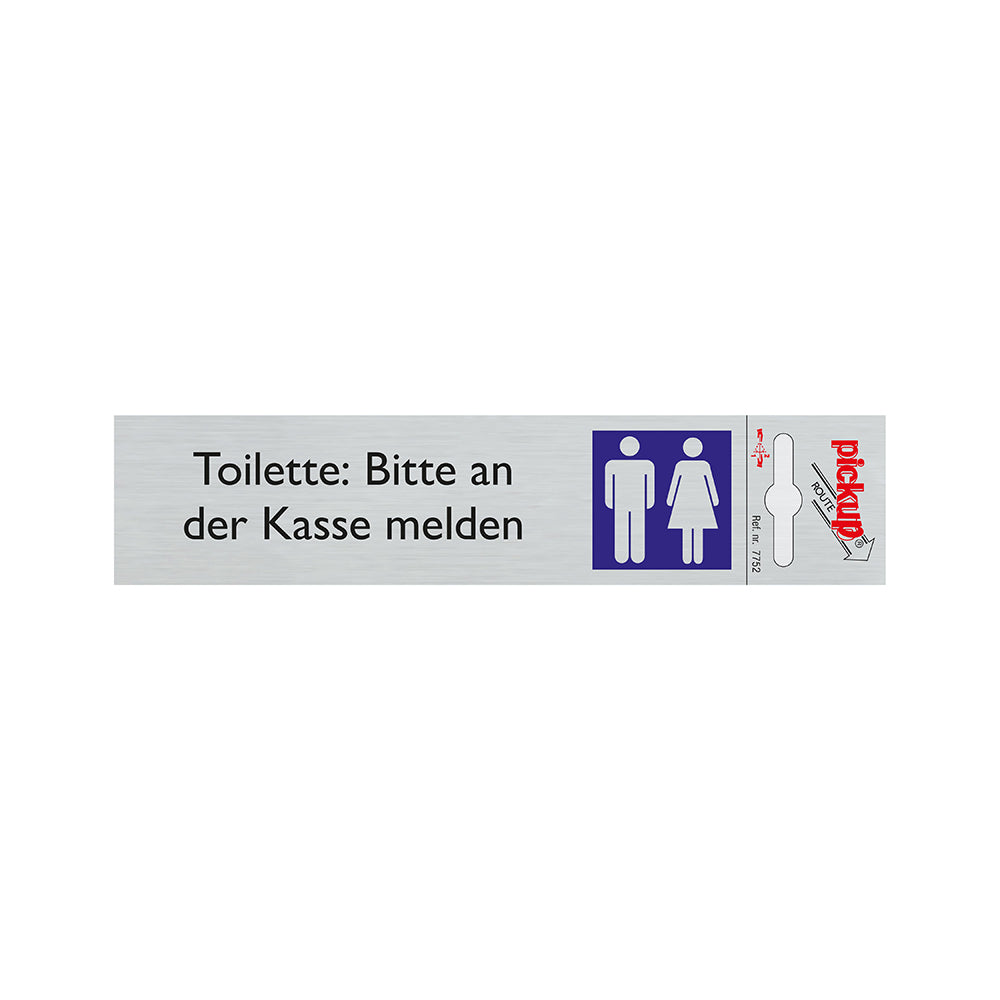Route Alulook 165x44 mm - Toilette Bitte an der Kasse melden - 7752 - EAN 8711234077523 - zelfklevende kunststof aluminiumlook alulook