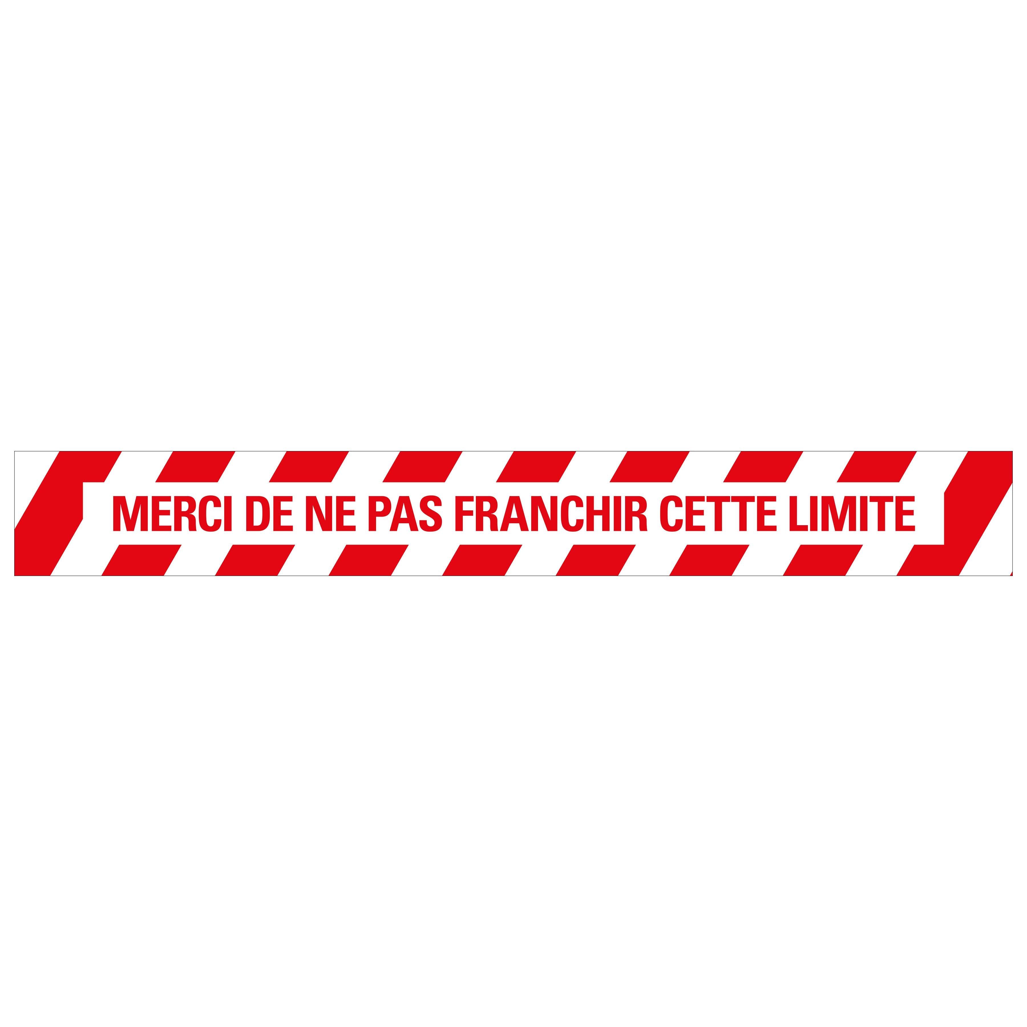 Autocollant au sol 100x800 mm rouge-blanc lamin‚ Merci de ne pas franchir cette limite - social distance distance sociale - 19 8199100812 EAN 8711234037749 vloersticker gelamineerd