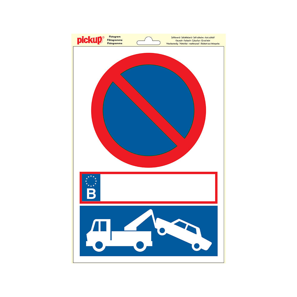 Pictogram Vinyl 230x330 mm - Parkeerverbod met wegsleepregeling BE - 8199230077 - EAN 8711234039293 - zelfklevende vinyl