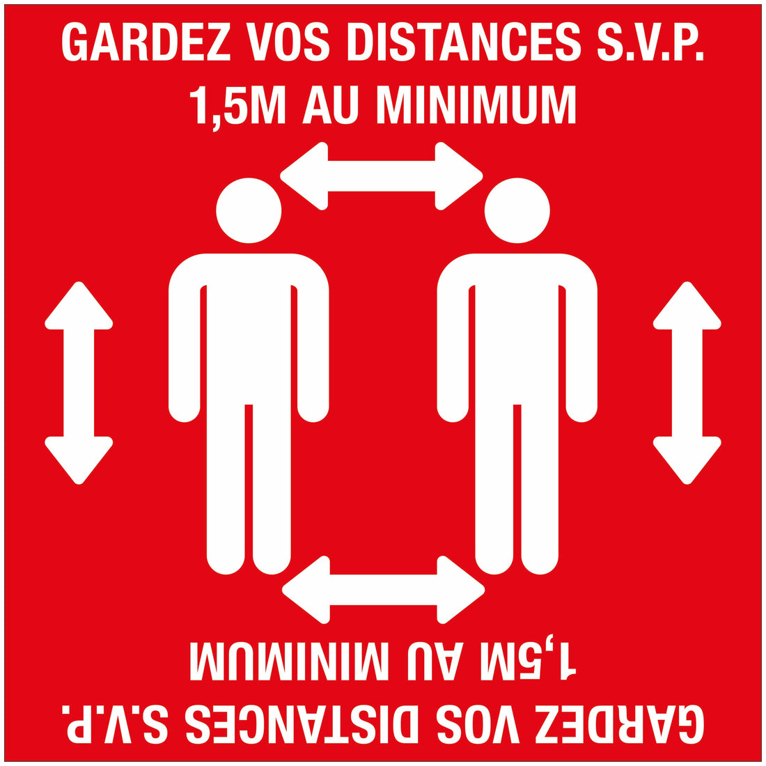 Autocollant au sol 280x280 rouge lamin‚ 19 social distance distance sociale 8199280281 EAN 8711234040794 vloersticker gelamineerd