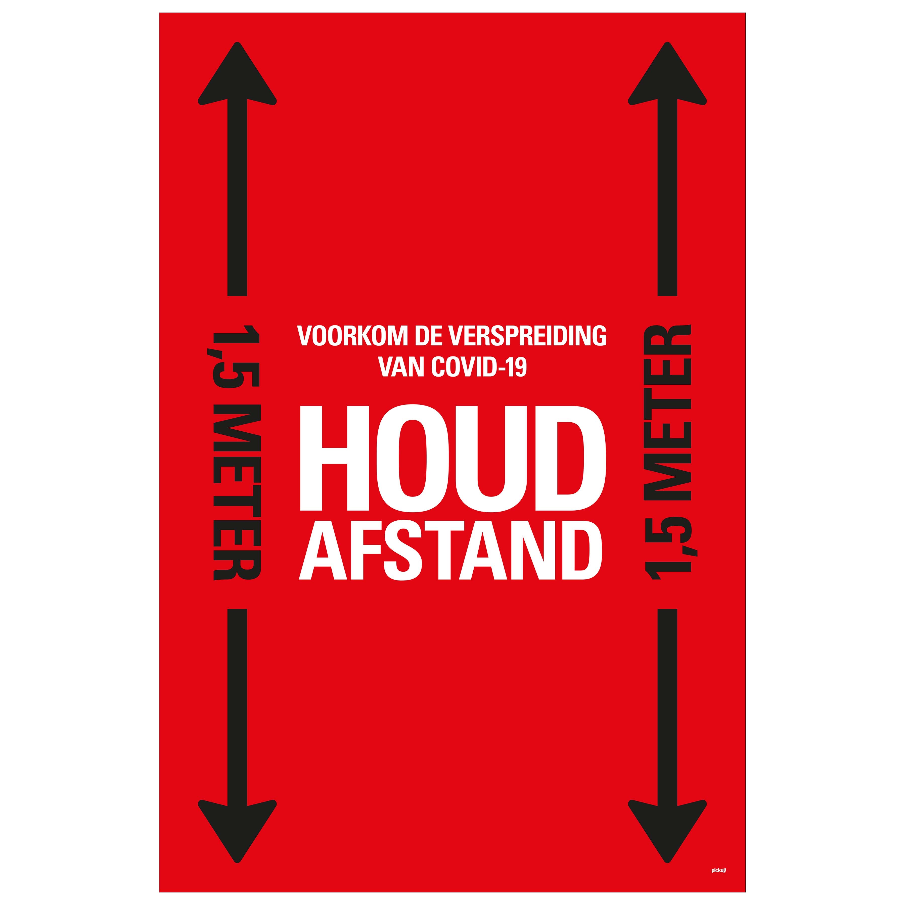 Vloersticker 900x600 mm gelamineerd HOUD AFSTAND rood-zwart - social distance 19 8199600001 EAN 8711234040831