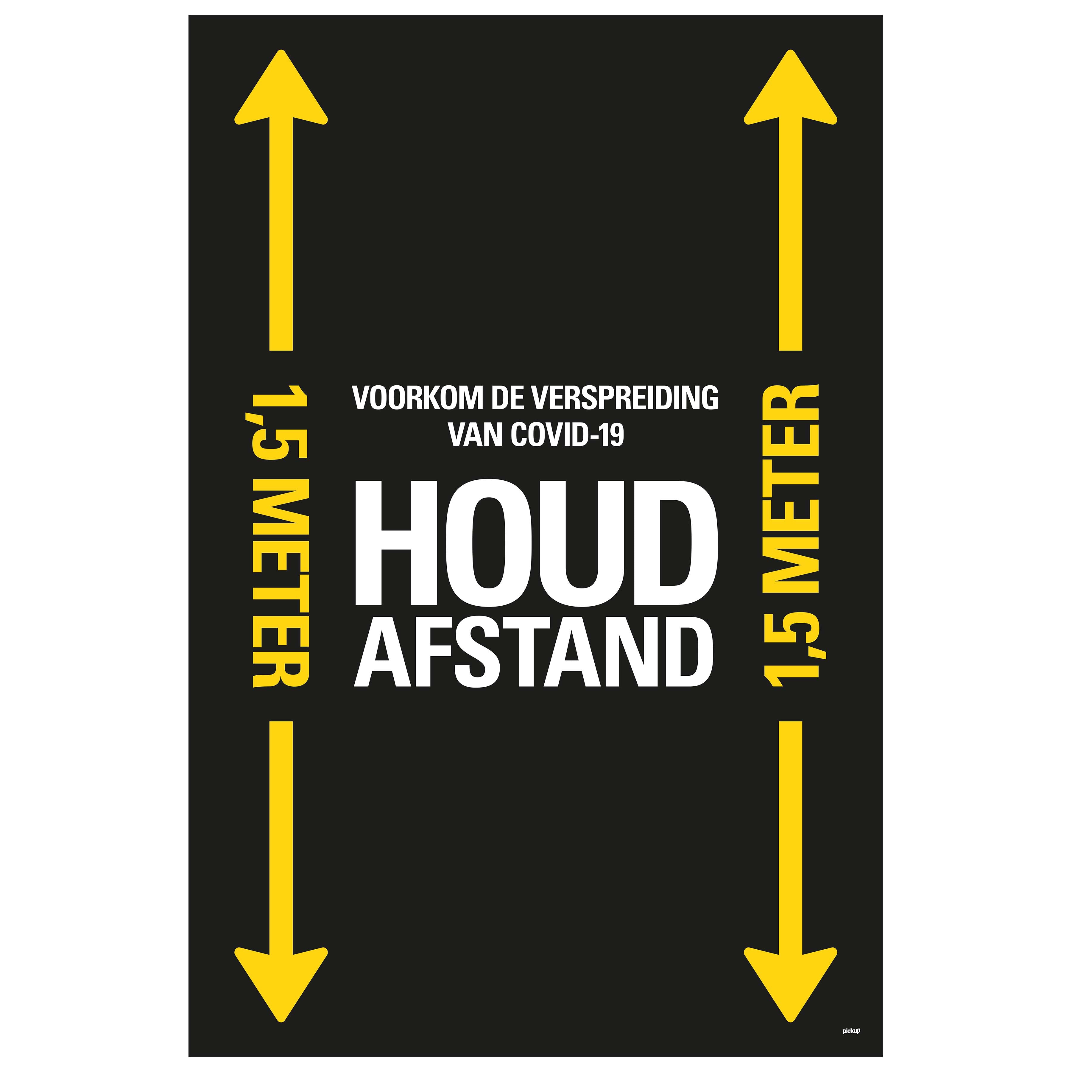 Vloersticker 900x600 mm gelamineerd HOUD AFSTAND zwart-geel - social distance 19 8199600002 EAN 8711234040848