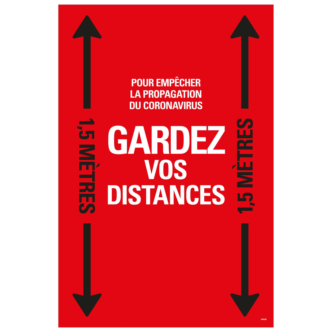 Autocollant au sol 900x600 mm rouge-noir laminé GARDEZ VOS DISTANCES - social distance distance sociale - 19 8199600003 EAN 8711234040855 vloersticker gelamineerd