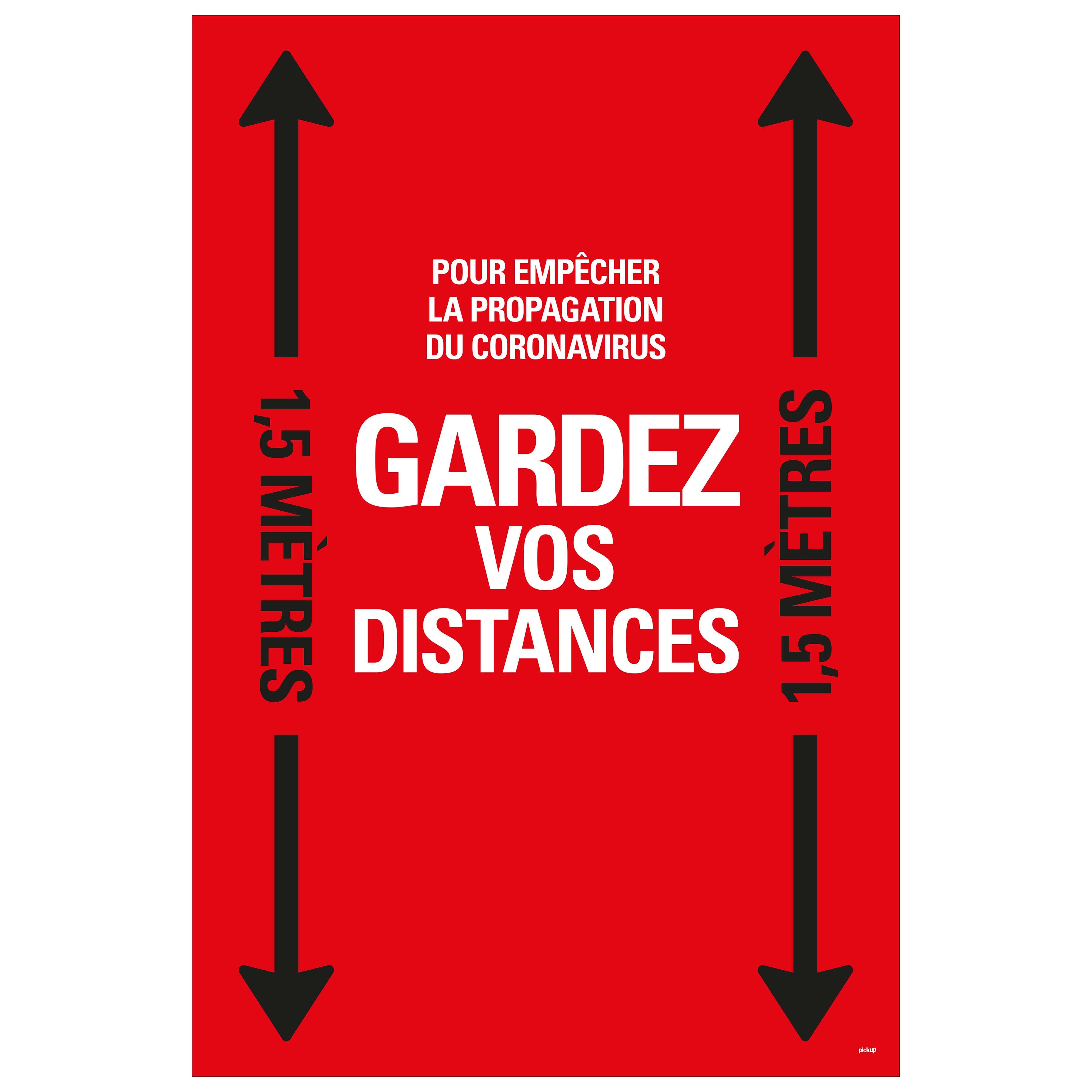 Autocollant au sol 900x600 mm rouge-noir laminé GARDEZ VOS DISTANCES - social distance distance sociale - 19 8199600003 EAN 8711234040855 vloersticker gelamineerd