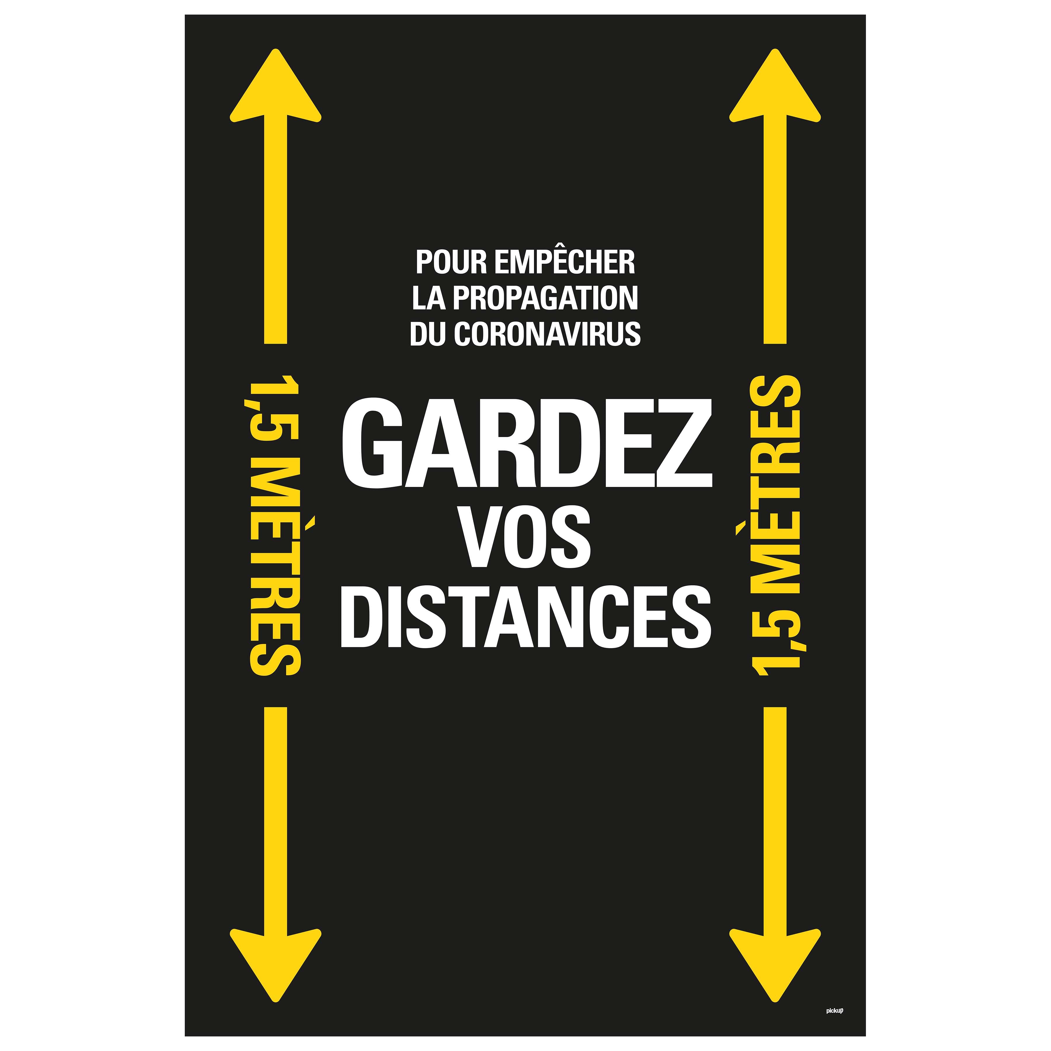 Autocollant au sol 900x600 mm jaune-noir lamin‚ GARDEZ VOS DISTANCES - social distance distance sociale- 19 8199600004 EAN 8711234040862 vloersticker gelamineerd