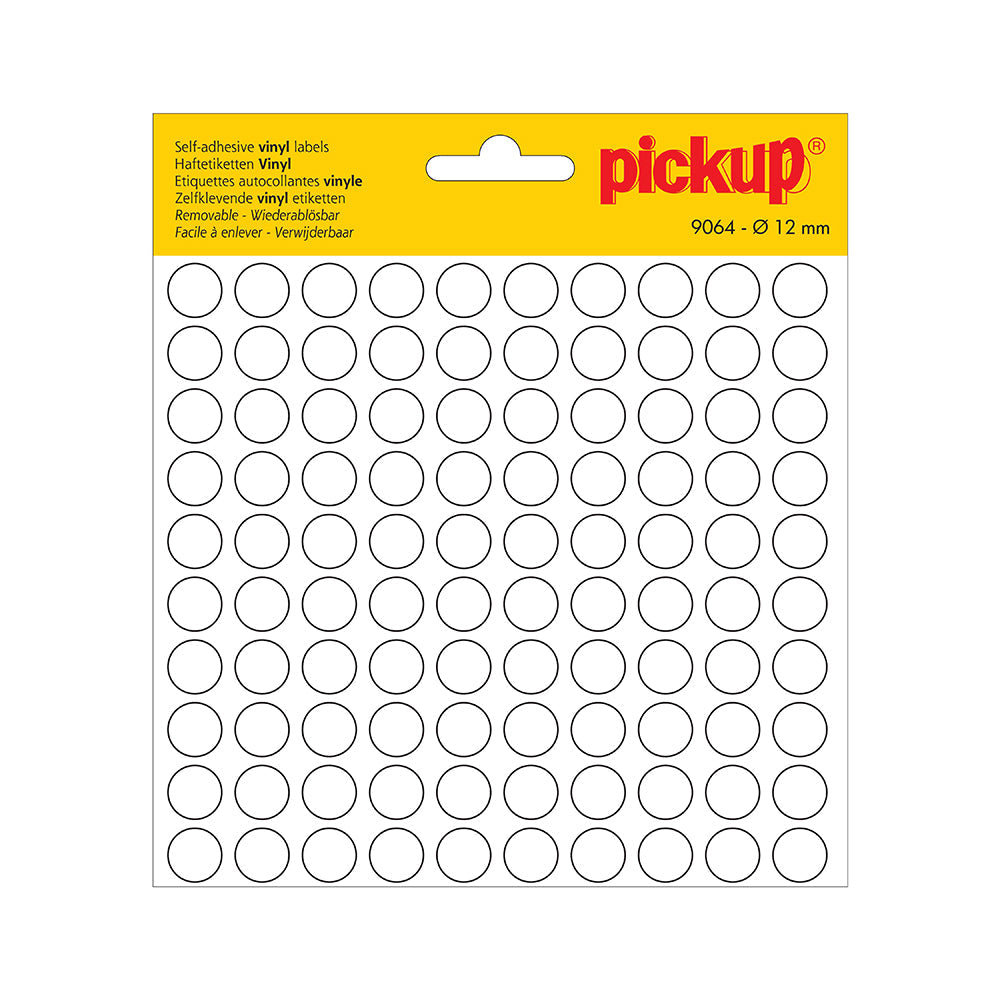 Stippen vinyl 12 mm wit - 200 stuks - 9064 - EAN 8711234091642 - zelfklevende vinyl
