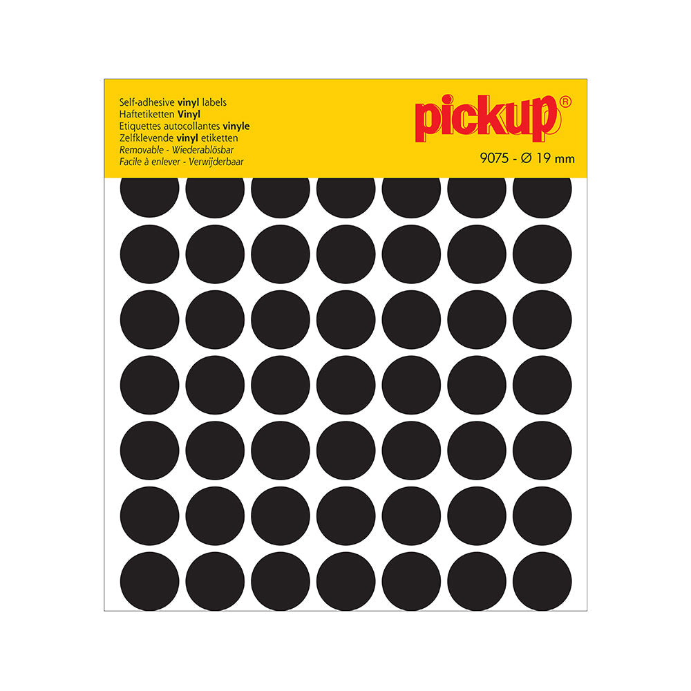 Stippen vinyl 19 mm zwart - 98 stuks - 9075 - EAN 8711234091772 - zelfklevende vinyl